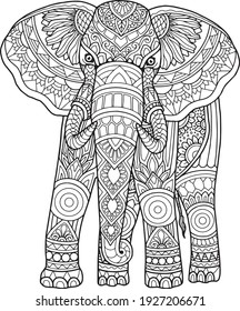 elephant head coloring page mandala design. print design. t-shirt design. svg