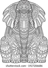 elephant head coloring page mandala design. print design. t-shirt design.