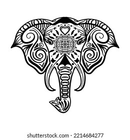 elephant head coloring page mandala design. print design. t-shirt design.