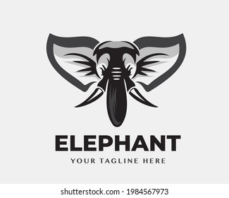 elephant head face drawing art logo design illustration