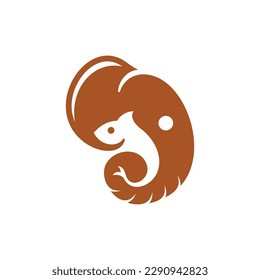 Elephant head fish swim modern creative logo