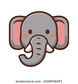 Elephant head flat color vector illustrator design