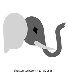 Elephant head flat illustration on white
