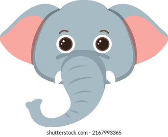 Cabeza elefante en ilustración de estilo plano