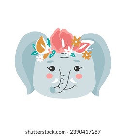 Elephant head and flower