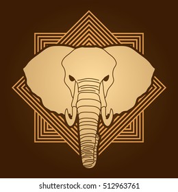 Elephant head front view designed on line square background graphic vector.