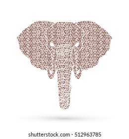 Elephant head front view designed using brown geometric pattern graphic vector.