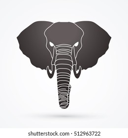 Elephant head front view graphic vector.