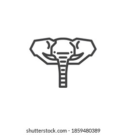 Icono de la línea de la vista frontal del elefante. signo de estilo lineal para concepto móvil y diseño web. Icono del vector del contorno del elefante. Símbolo, ilustración del logotipo. Gráficos vectoriales