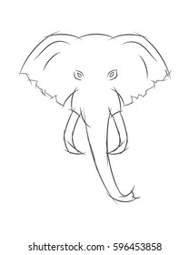 Elephant Head Front View. This Sketch May Be Used for Your Logo