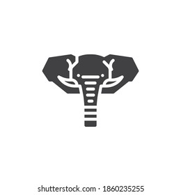 Elephant head front view vector icon. filled flat sign for mobile concept and web design. Elephant glyph icon. Symbol, logo illustration. Vector graphics