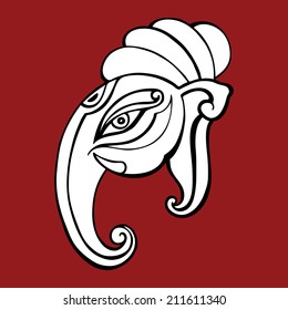 Elephant head. Ganesha. Vector hand drawn illustration.