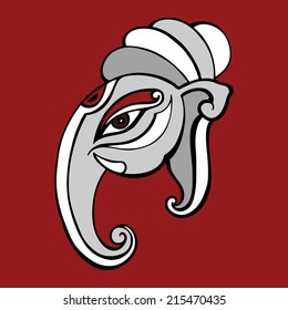 Elephant head. Ganesha. Vector hand drawn illustration.