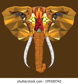 Elephant  head with geometric pattern- Vector illustration