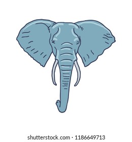 Elephant Head Hand Drawn on white background. Vector illustration