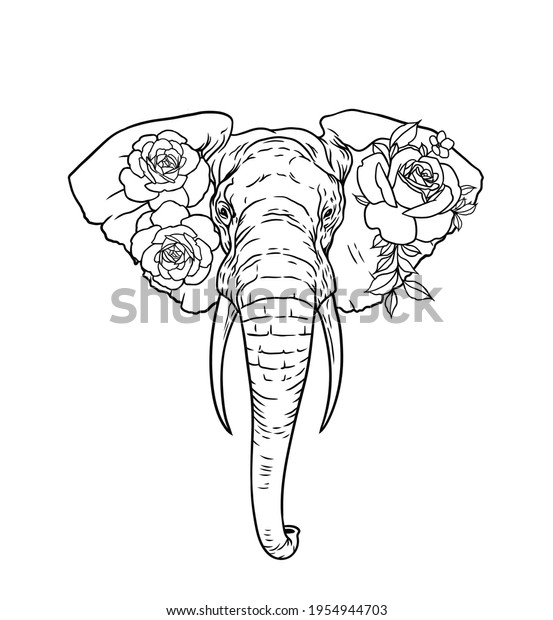 Elephant Head Hand Drawn Sketch Majestic Stock Vector (Royalty Free ...