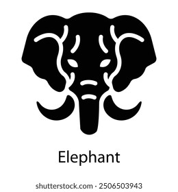 Elephant head icon in filled style 