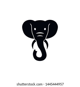 Elephant head icon. Flat vector illustration in black on white background. EPS 10