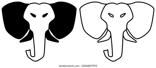 elephant head icon, simple flat style, illustration, logo sign symbol pictogram template, for ui or ux isolated on white for mobile app, editable