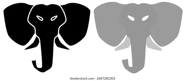 elephant head icon, simple flat style, illustration, logo sign symbol pictogram template, for ui or ux isolated on white for mobile app, editable