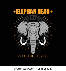 ELEPHANT HEAD ILLUSTRATION WITH A BLACK BACKGROUND