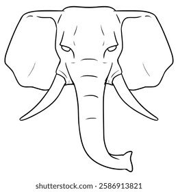 elephant head illustration hand drawn outline vector