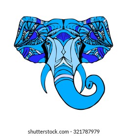 Elephant Head, Indian god Hindu deity Ganesha. 