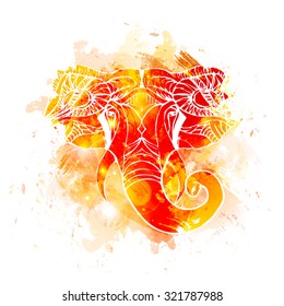 Elephant Head, Indian god Hindu deity Ganesha. 