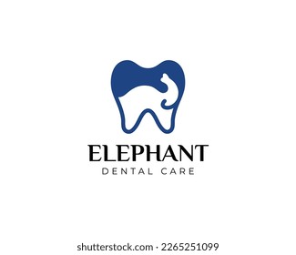 Elephant Head Inside Tooth Dental Care Logo I