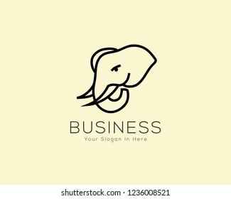 elephant head line art logo design inspiration