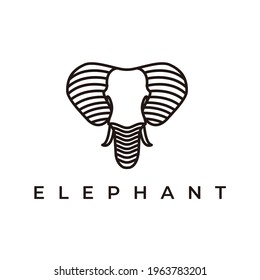 elephant head line art logo vector illustration