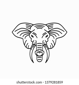 Elephant Head Line Art Vector