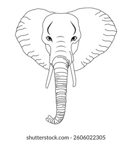 Elephant head line art vector design. Elephant head outline illustration design.
