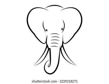 Elefante Kopfzeile auf isoliertem Hintergrund für Logo. Vektorgrafik