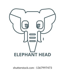 Elephant head line icon, vector. Elephant head outline sign, concept symbol, flat illustration