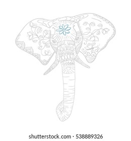 Elephant head lineart in gray