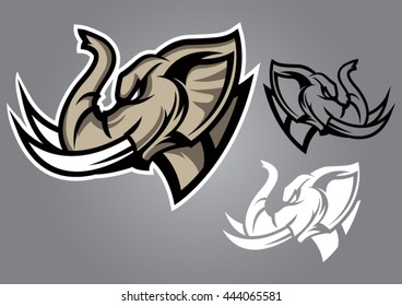elephant head elephant head line-thai logo vector emblem illustration design idea creative