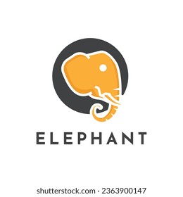 Diseño creativo del logo de la cabeza del elefante con círculo