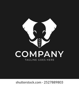 Elephant Head Logo Design-Ikone mit negativem Raumkonzept. Vektor
