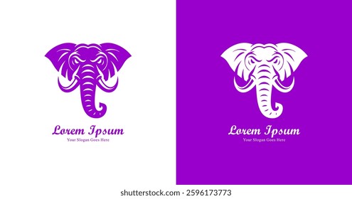 elephant head logo design with modern style