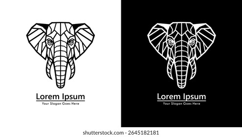 Elephant head logo design with modern geometric style