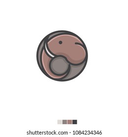 elephant head logo flat icon template