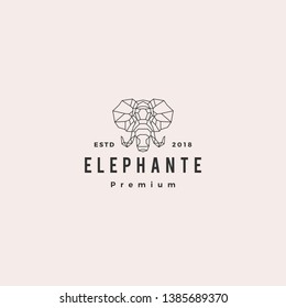 elephant head logo geometric line vector illustration