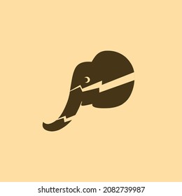 Elephant head logo with lightning motif