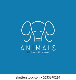 Elephant Head Logo Line Art Monoline Icon Vector Abstract Design Stock 