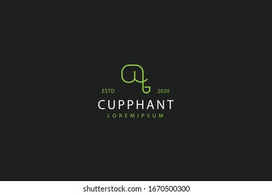 Elephant Head Logo. Modern Outline Design Illustrates The Side Of An Elephant's Head. Vector Art Line Icon Template