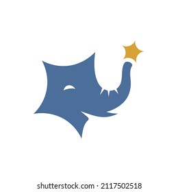 logotipo de la cabeza de elefante con forma de estrella de estilo moderno y sencillo