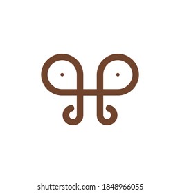 Elephant head Logo template with letter H initials Simple