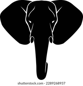Elephant head logo vector black white line art animal illustration