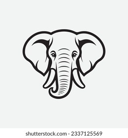 Elephant head logo vector icon illustration line outline monoline